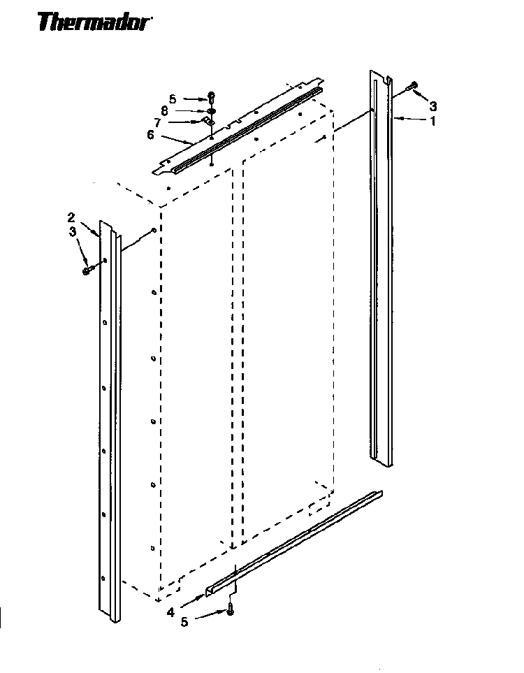 Cabinet & Breaker Trim Diagram and Parts List for TSS48DAW-06  Thermador Refrigerator