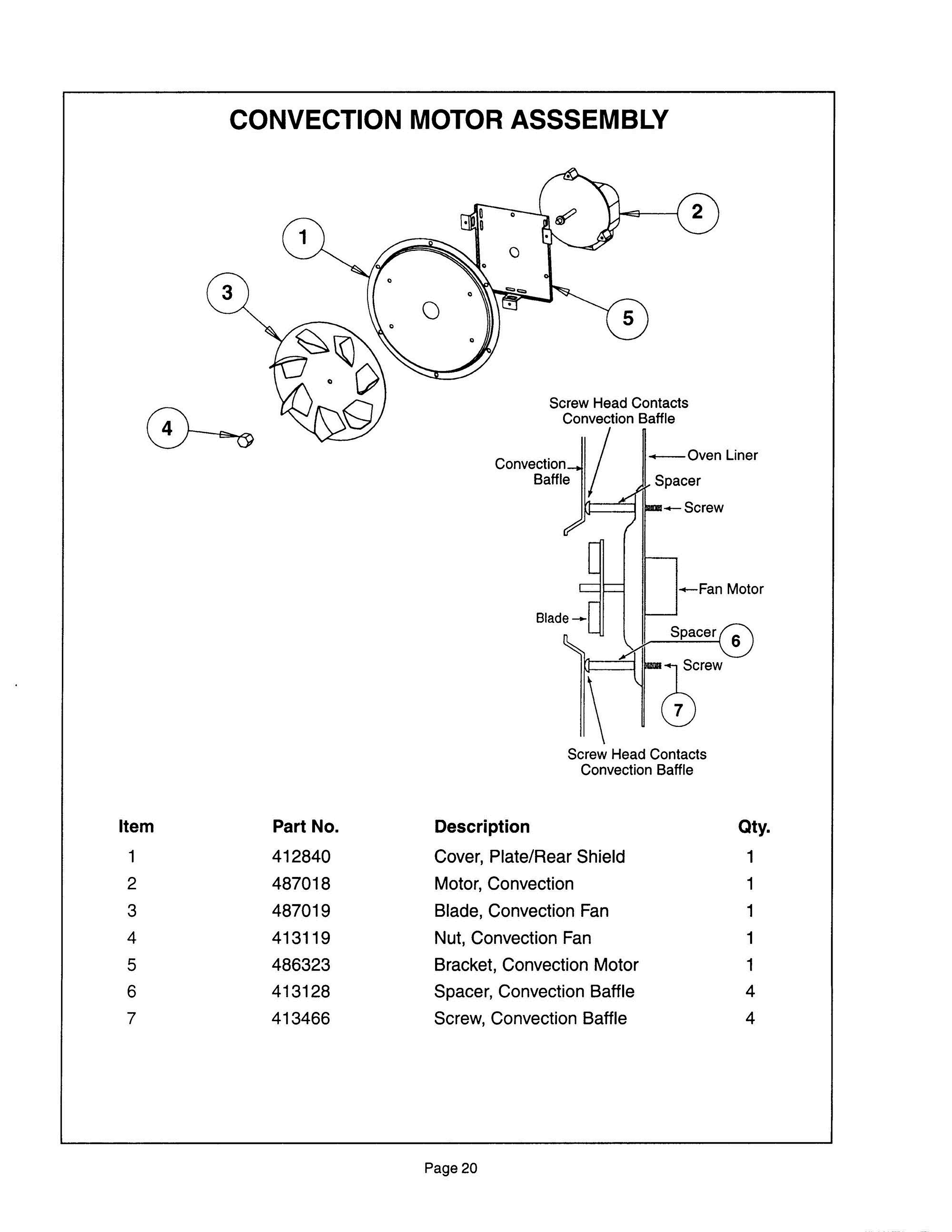 20 - CONVECTION MOTOR ASSEMBLY Diagram and Parts List for CJ302UW  Bosch Range