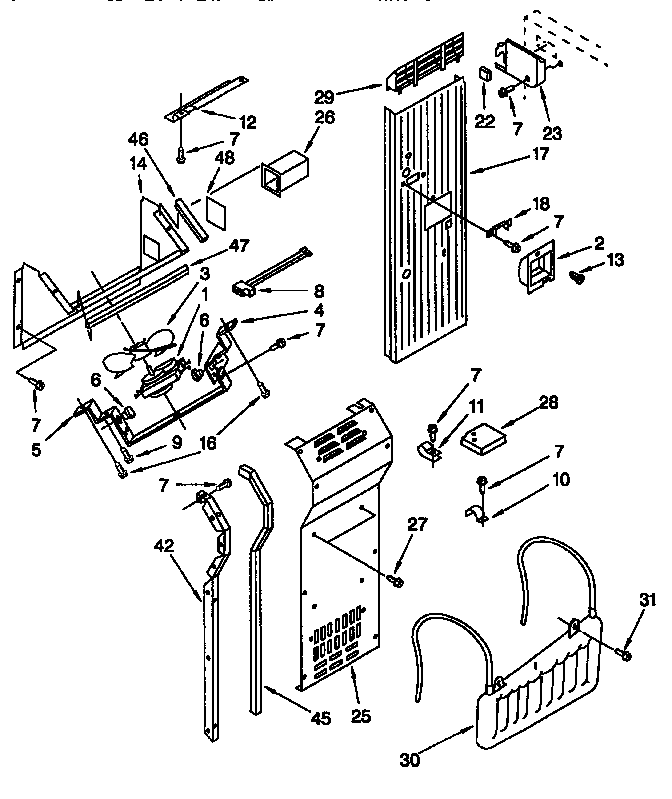 Air Flow And Reservoir Diagram and Parts List for TSS36QBW00  Thermador Refrigerator