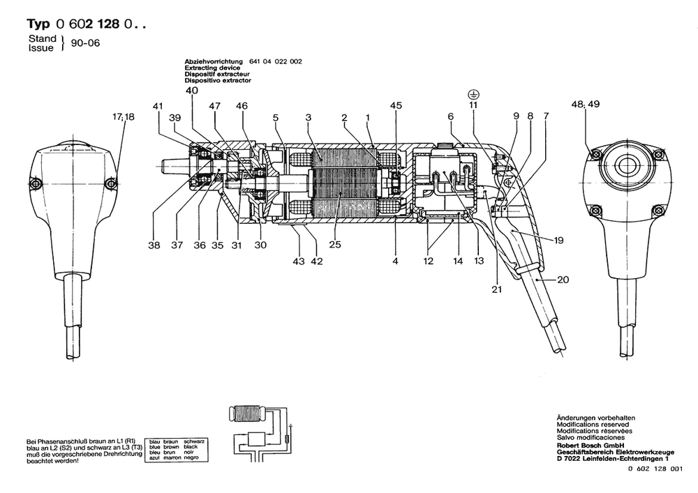Section 1 Diagram and Parts List for 0602128004  Bosch Drill