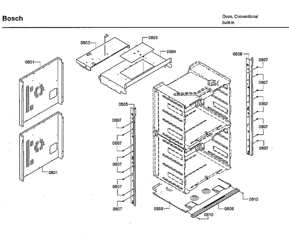 Frame Diagram and Parts List for HBLP651LUC 03 Bosch Wall Oven