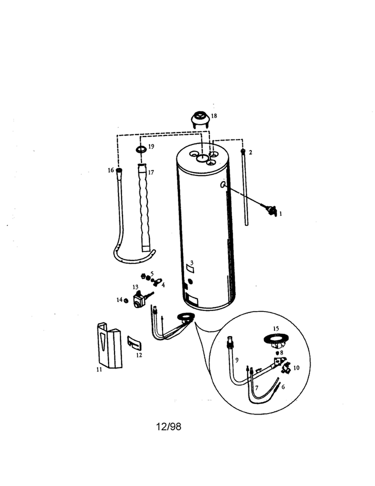 Power Miser 8 40 Gallon Diagram and Parts List for 153338261  Kenmore Water Heater