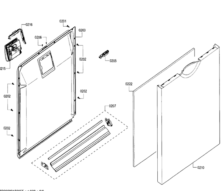 Door Assy Diagram and Parts List for SHE3AR56UC 21 Bosch Dishwasher