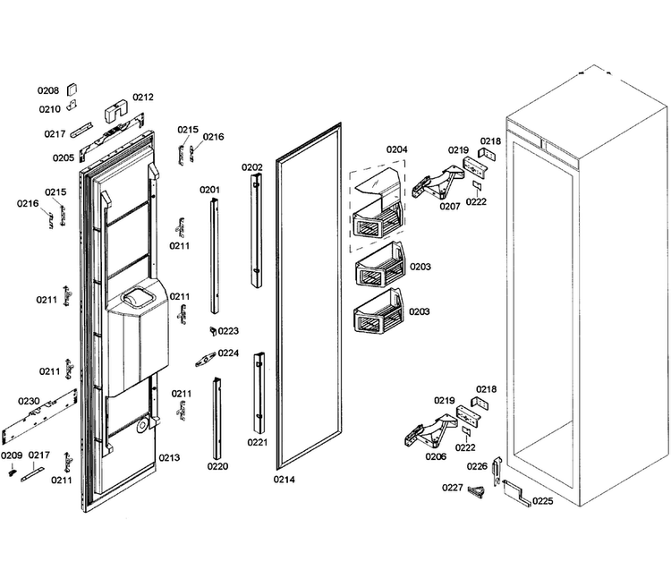 Door Assy Diagram and Parts List for T24ID80NRP 99 Thermador Freezer