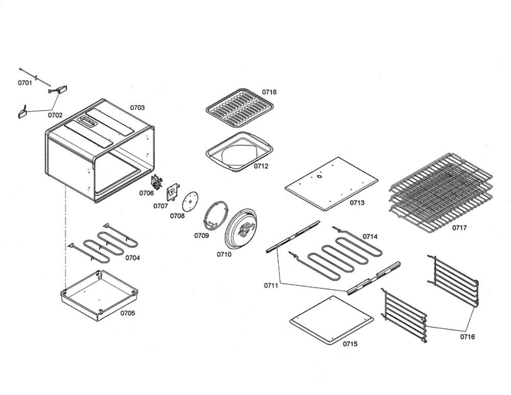 Broil Element/Rack Diagram and Parts List for PDR364GDZS 02 Thermador Range