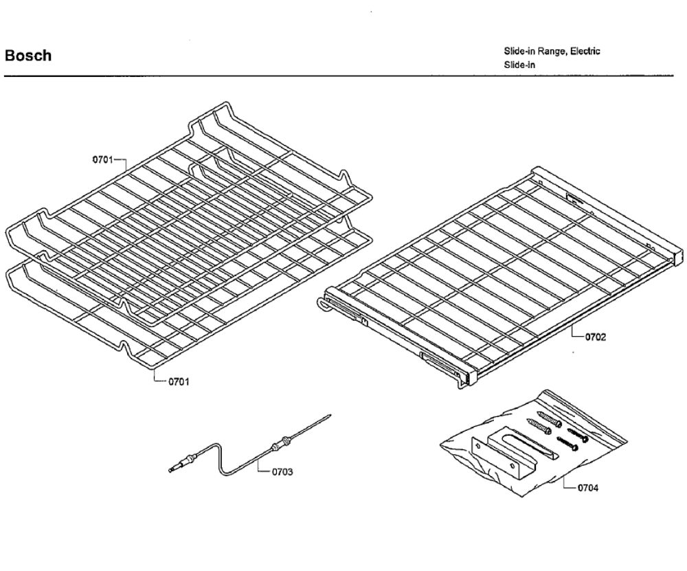 Shelfs Diagram and Parts List for HEIP054U 06 Bosch Range