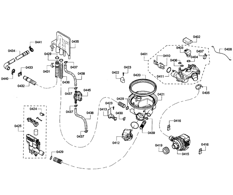 Pump Assy Diagram and Parts List for SHX68R55UC 67 Bosch Dishwasher