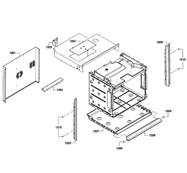 Oven Cabinet Diagram and Parts List for HBL5760UC 05 Bosch Microwave