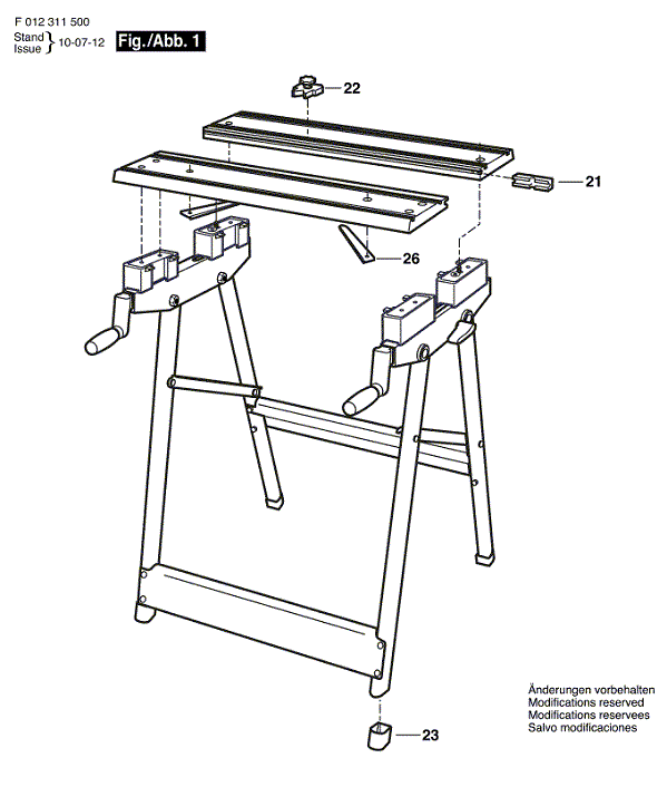 Bosch F012311500 Diagram and Parts List for 3115 F012311500 Bosch Table Saw