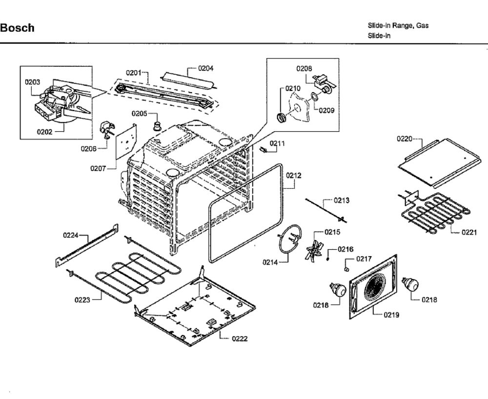Oven Diagram and Parts List for HDI7282U 05 Bosch Range