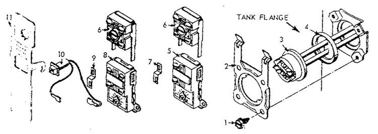 Tank Flange Diagram and Parts List for 153316310  Kenmore Water Heater
