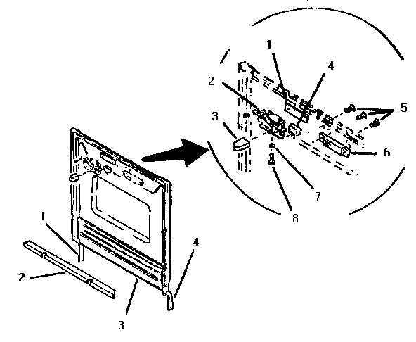 Outer Door Diagram and Parts List for TD5000S  Thermador Dishwasher