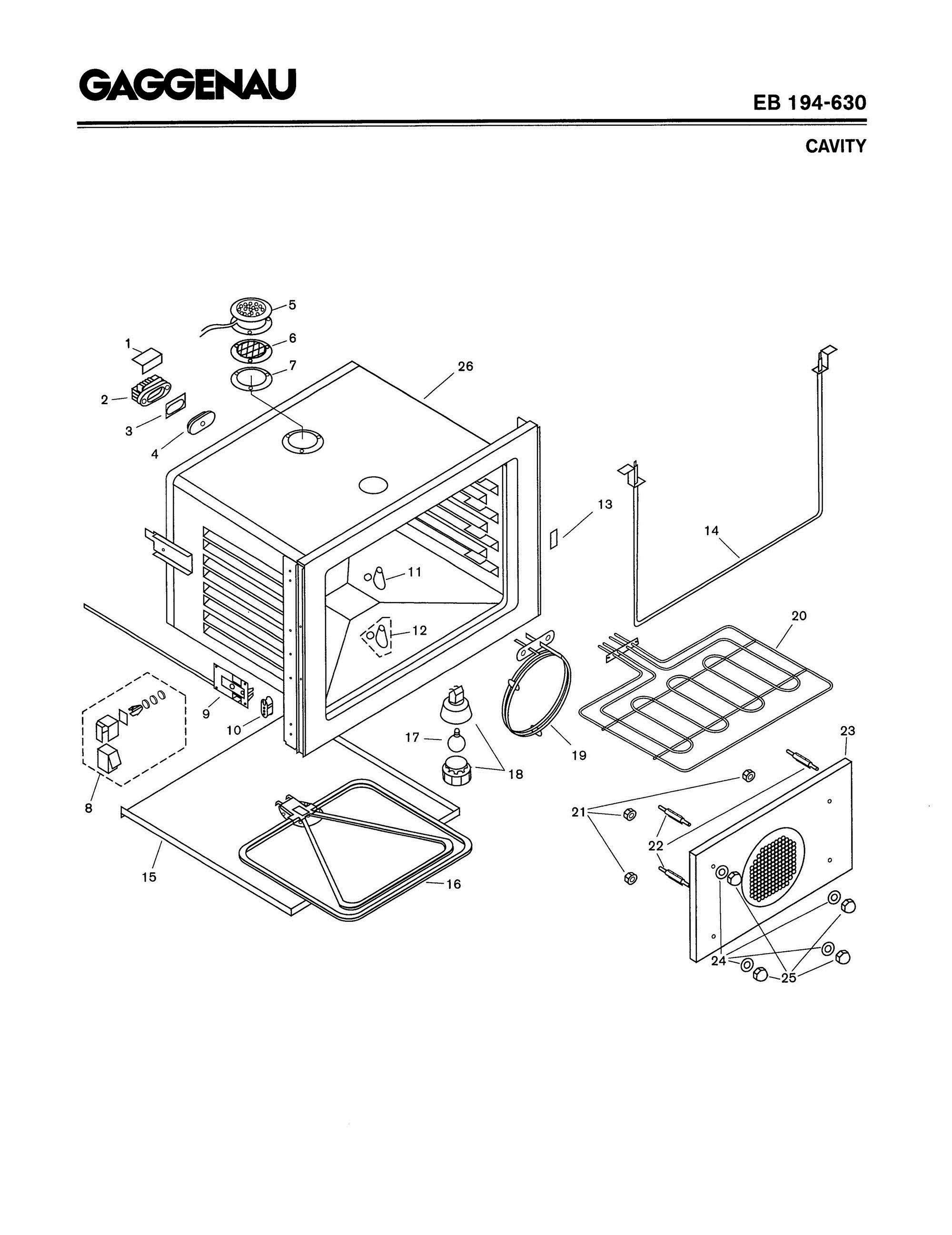 02 - CAVITY Diagram and Parts List for EB194-630  Bosch Range