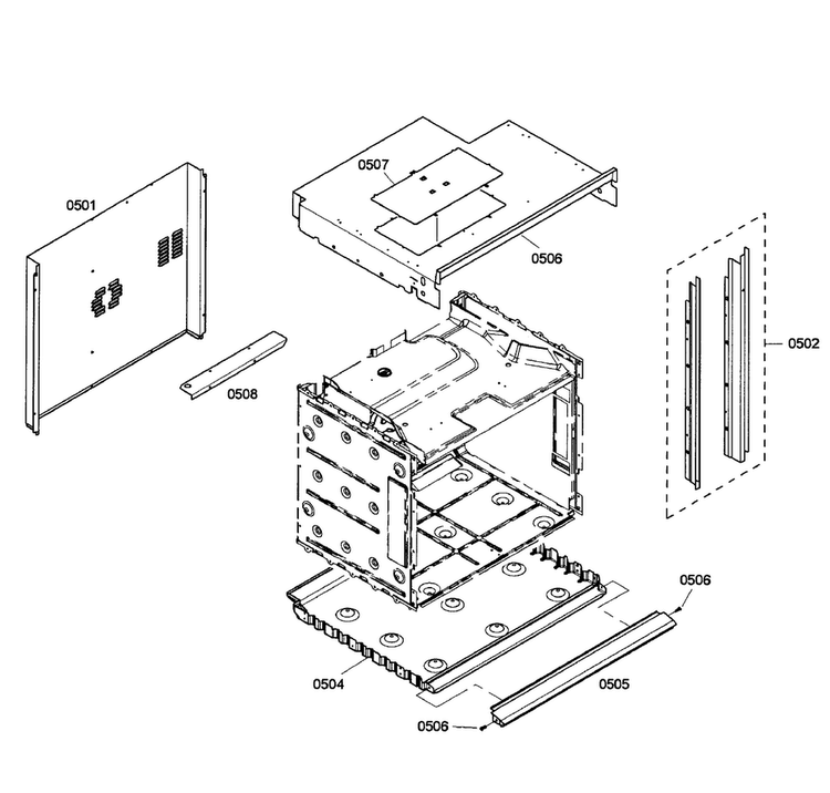 Cabinet Assy Diagram and Parts List for HBL3360UC 04 Bosch Wall Oven