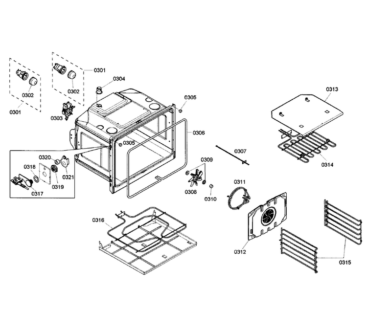 Conv-oven Diagram and Parts List for HBL5650UC 04 Bosch Wall Oven
