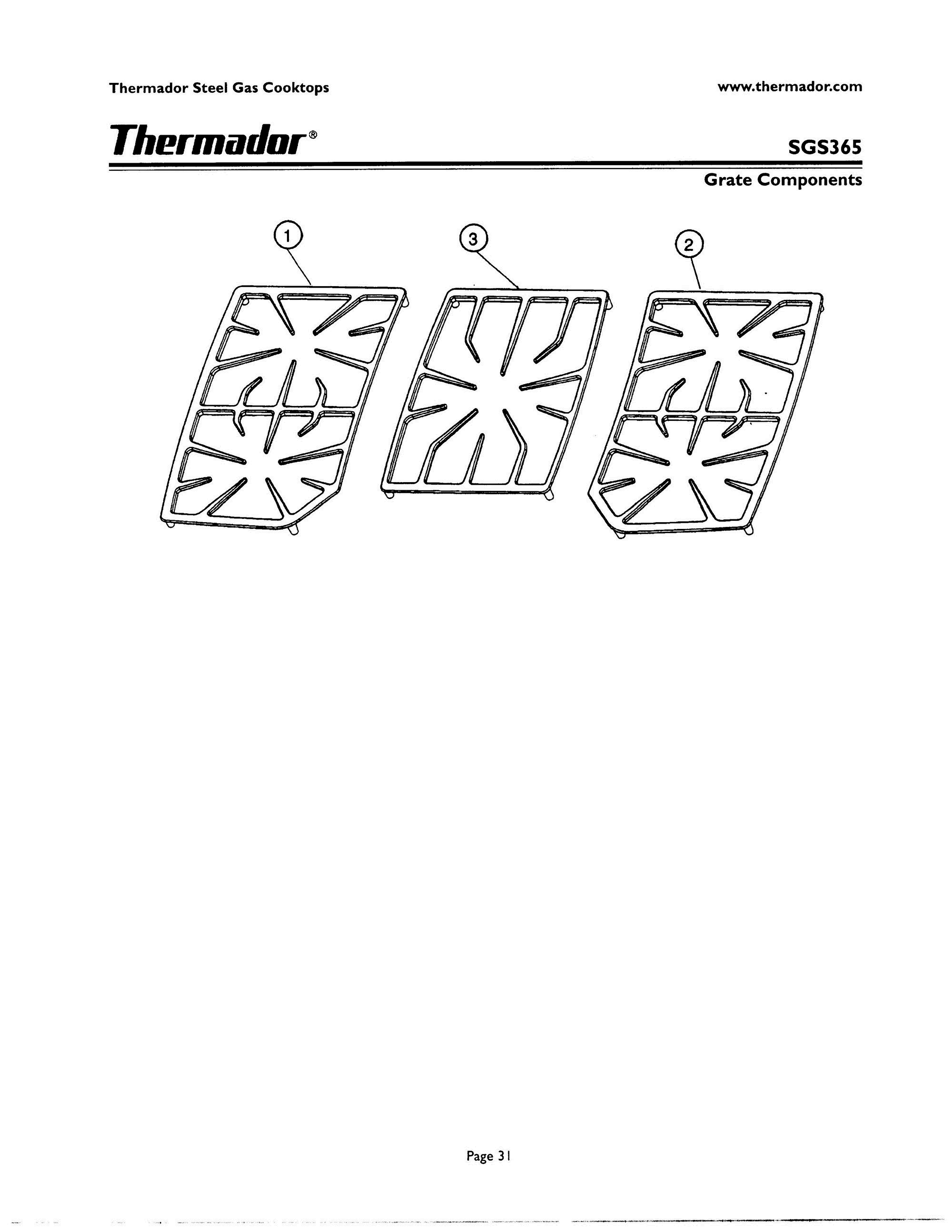 30 - GRATE COMPONENTS Diagram and Parts List for SGS365ZB  Bosch Range