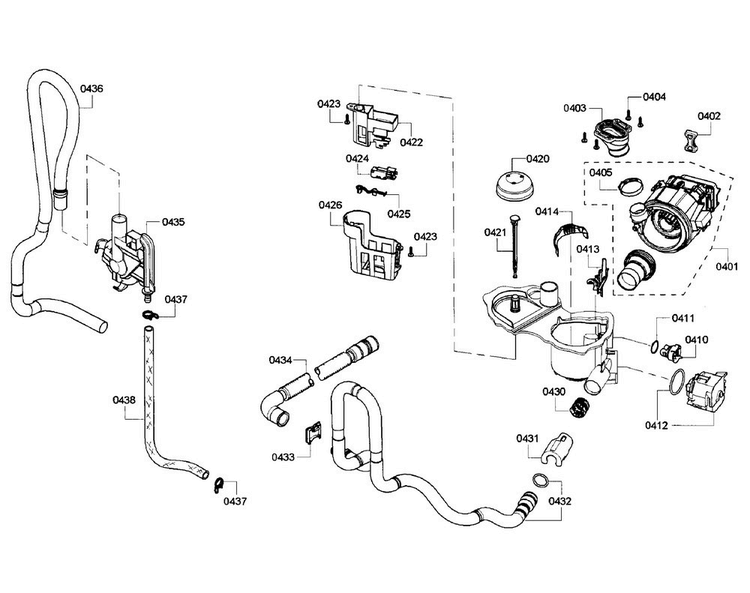 Pump Section Diagram and Parts List for SHX6AP02UC 06 Bosch Dishwasher