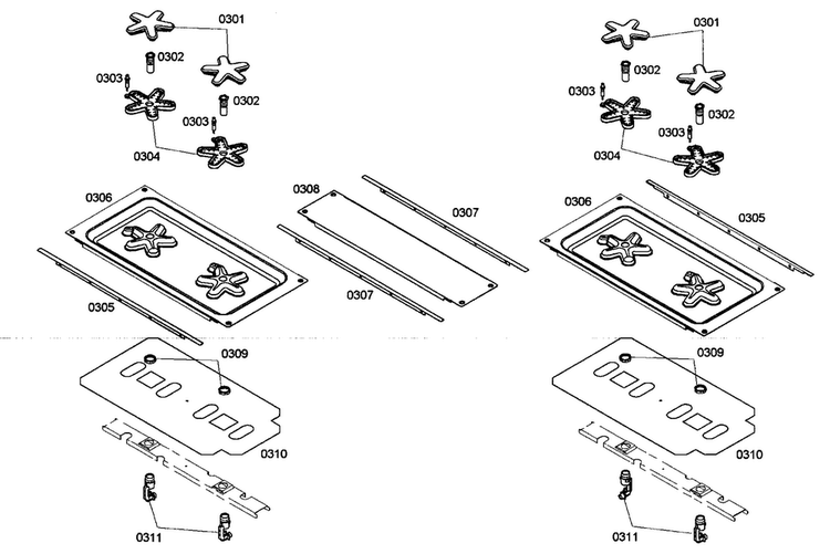 Burner Assy Diagram and Parts List for PRD304EHC 02 Thermador Range