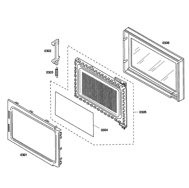 Microwave Door Diagram and Parts List for HBL5760UC 03 Bosch Microwave