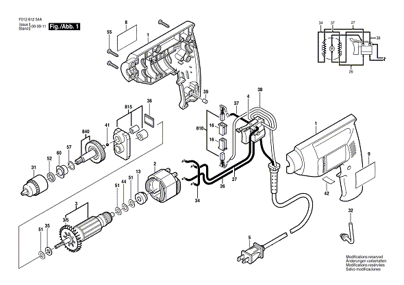 Bosch 6225type2 (F01262250a) Diagram and Parts List for 6225 (TYPE 2)(F01262250A) Bosch Cordless Drill