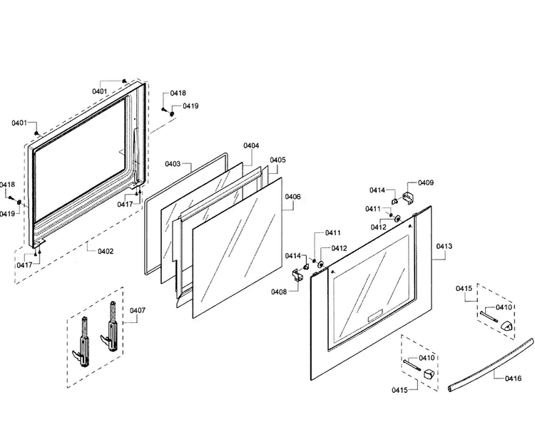 Door Assy Diagram and Parts List for HBL8450UC 11 Bosch Wall Oven