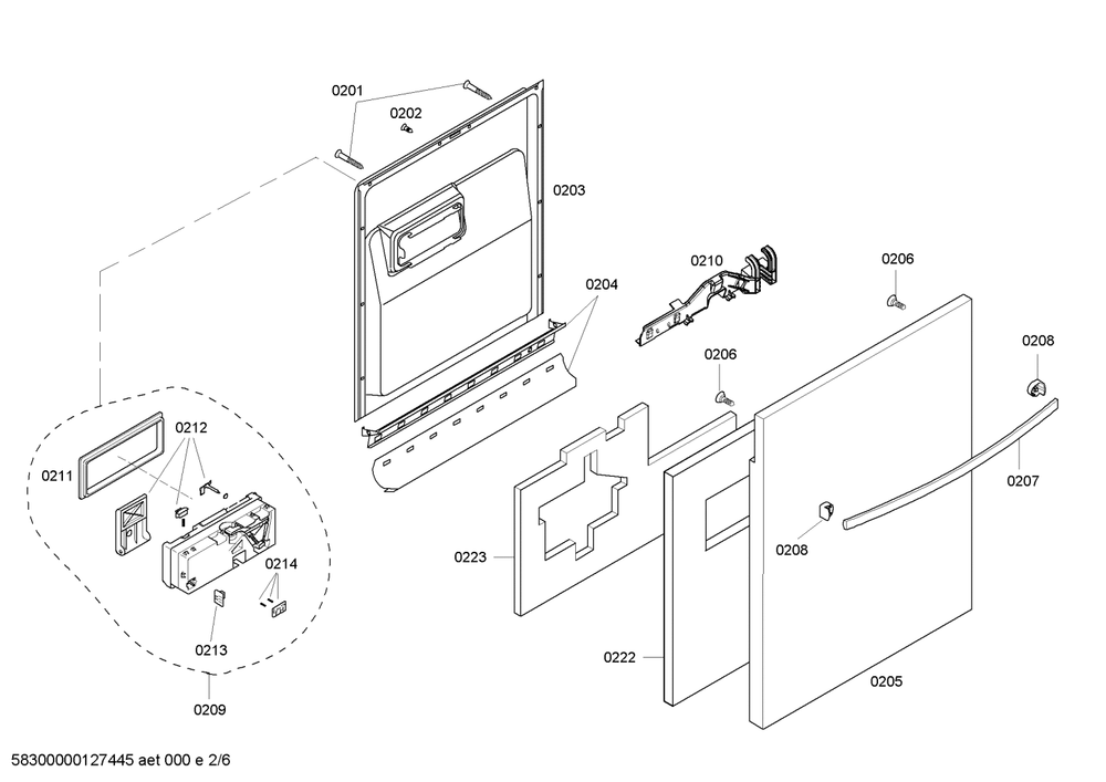 Diagram 2 Diagram and Parts List for SHX56B06UC-14  Bosch Dishwasher
