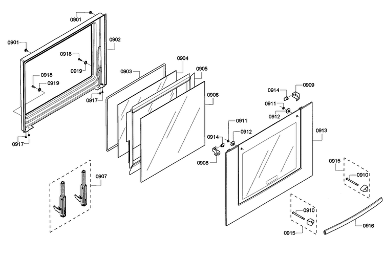 Door Diagram and Parts List for HBL5720UC 08 Bosch Microwave