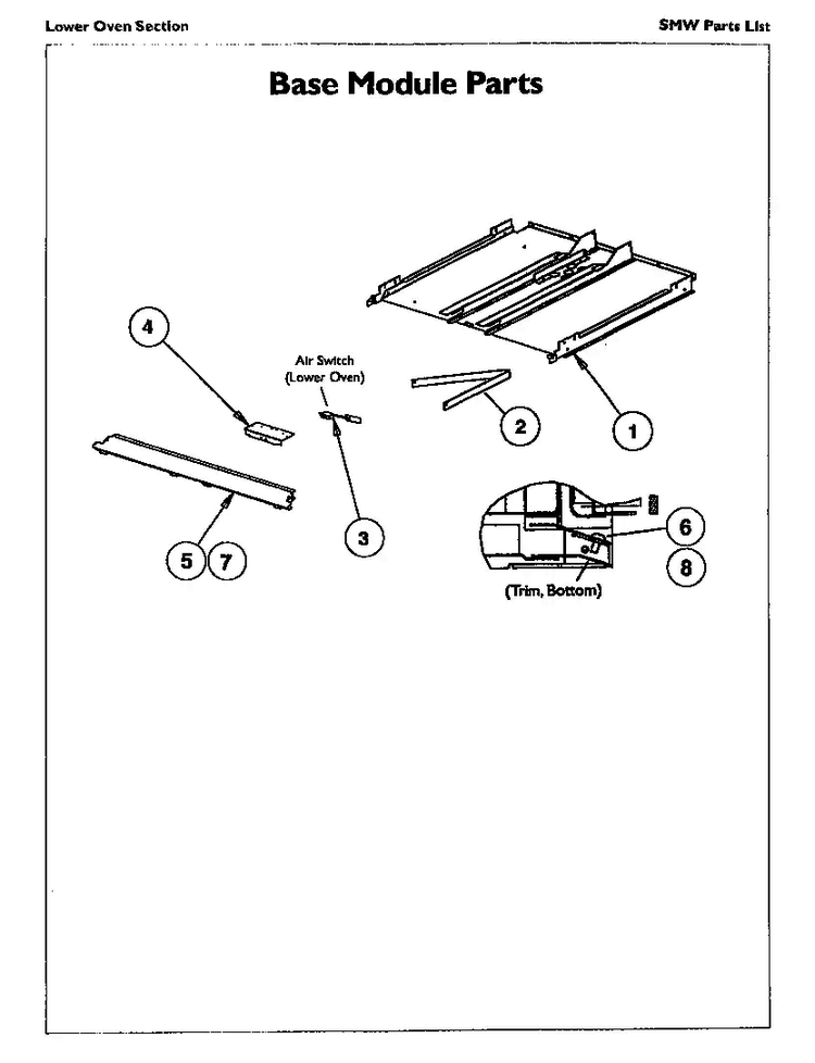Base Module Diagram and Parts List for SMW272S  Thermador Range