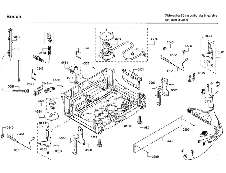 Base Diagram and Parts List for SHP65T52UC 09 Bosch Dishwasher