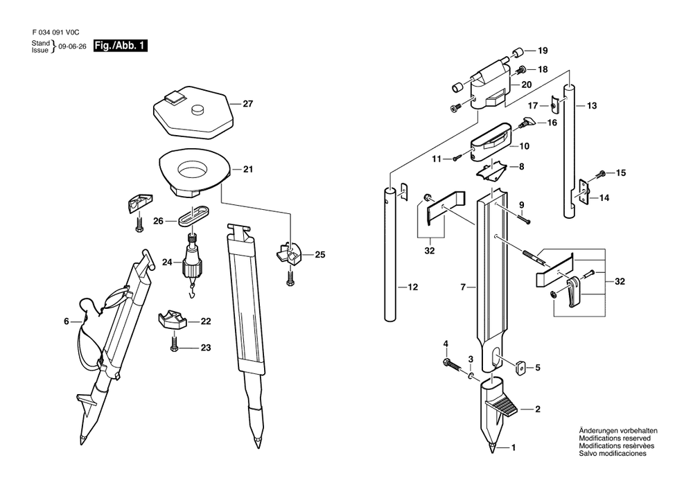 Diagram Diagram and Parts List for WDW30HV (Orange)(F 034 091 V0D) Bosch Tool Stand & Cart