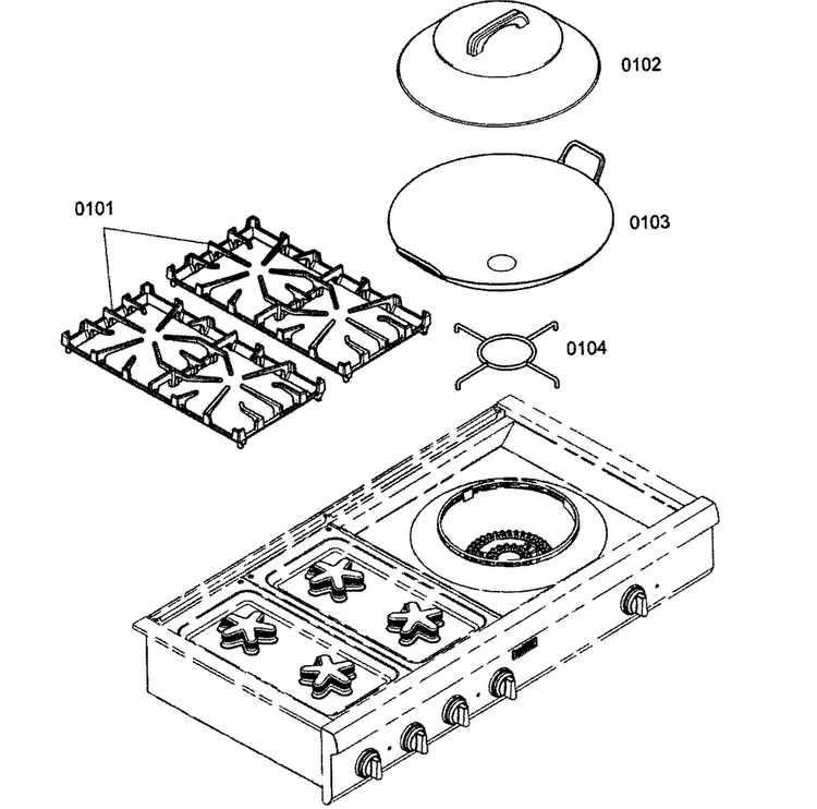 Accessories Diagram and Parts List for PCG484EW01  Thermador Cooktop