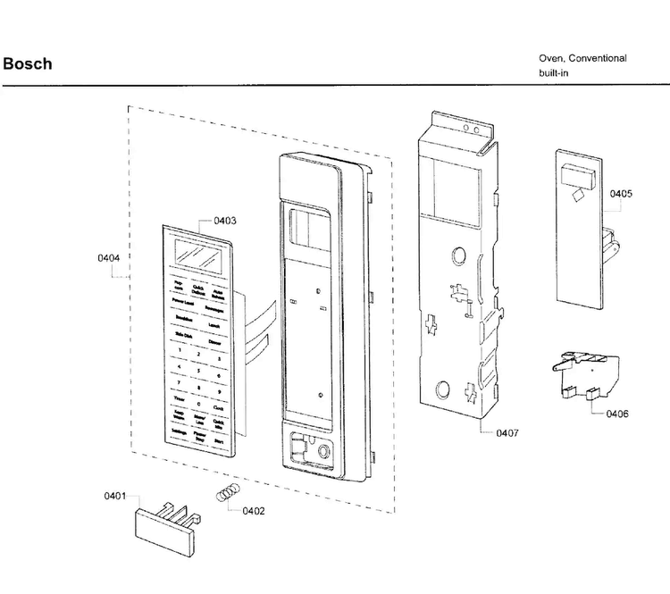 Control Panel Diagram and Parts List for HBL5750UC 09 Bosch Microwave