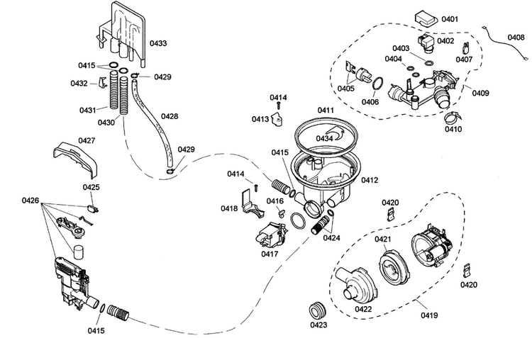 Pump Diagram and Parts List for SHE42L16UC 22 Bosch Dishwasher