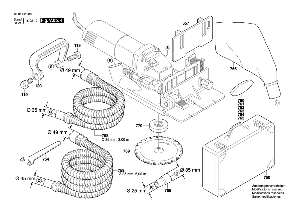 Diagram 4 Diagram and Parts List for 0601620039  Bosch Planer Jointer