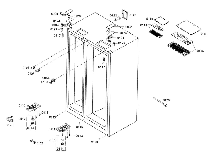 Cabinet Diagram and Parts List for B22CS30SNS 02 Bosch Refrigerator