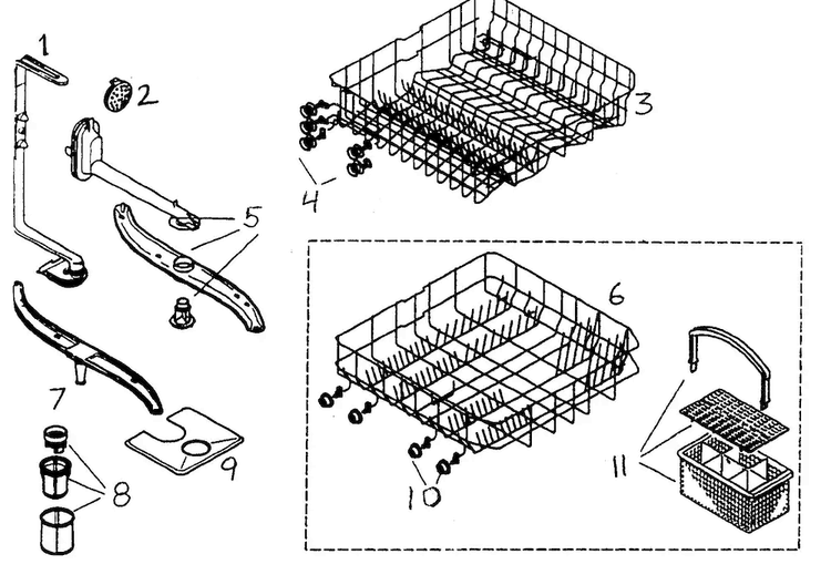 Racks Diagram and Parts List for SHU33A06UC 14 Bosch Dishwasher