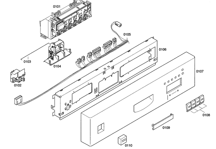 Control Panel Diagram and Parts List for SHE43C02UC 18 Bosch Dishwasher