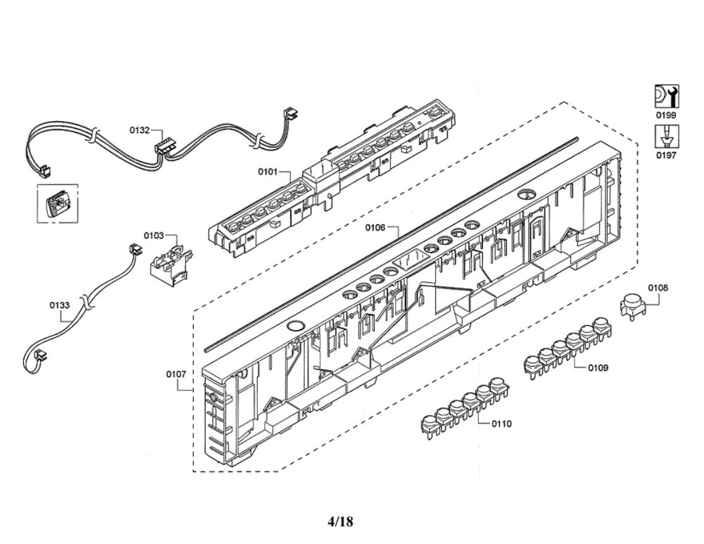 Facia Panel/Controller Unit Diagram and Parts List for DWHD440MFP 07 Thermador Dishwasher