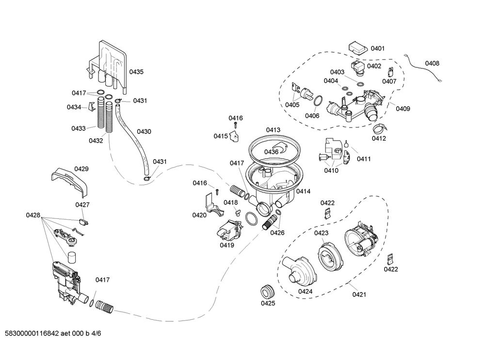 Diagram 4 Diagram and Parts List for SHX46B05UC-21  Bosch Dishwasher