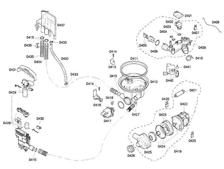 Pump Assy Diagram and Parts List for SHI66A05UC 23 Bosch Dishwasher