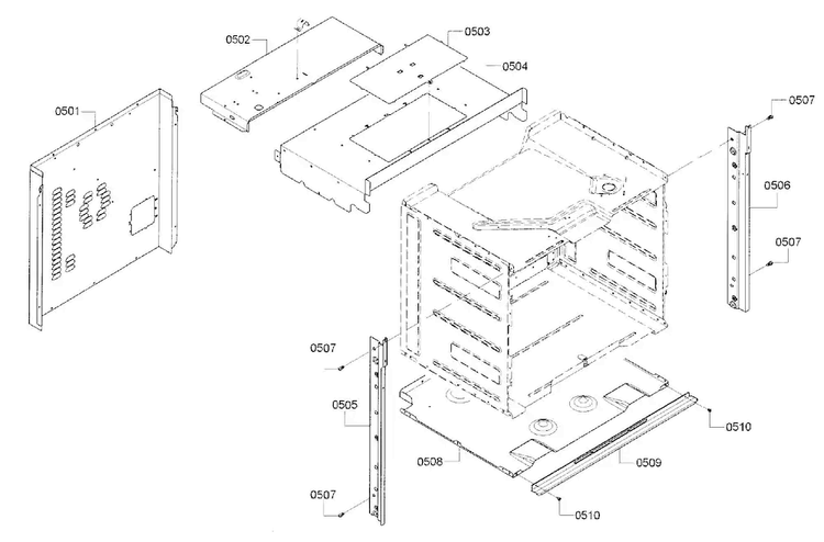 Frame Diagram and Parts List for HBL8451UC 01 Bosch Wall Oven