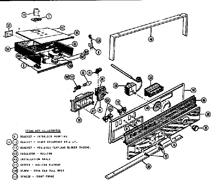 Self Cleaning Oven Control Section Diagram and Parts List for MTR217  Thermador Microwave