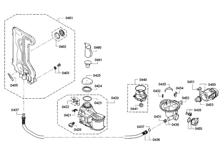 Pump Diagram and Parts List for SPE5ES55UC 30 Bosch Dishwasher