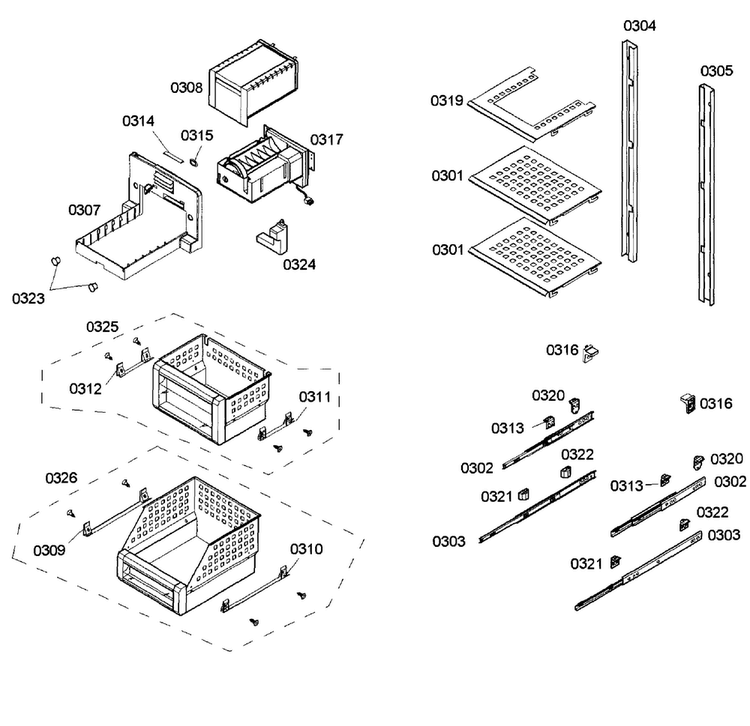 Shelfs Diagram and Parts List for T18ID80NRP 41 Thermador Freezer