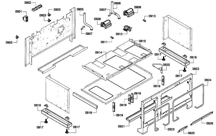 Frame Assy Diagram and Parts List for PRD486EDPG 01 Thermador Range