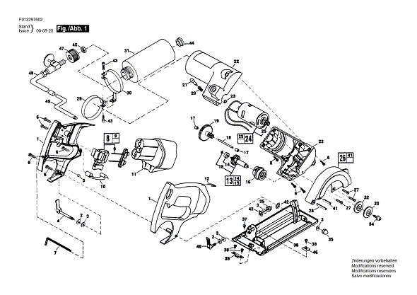 Bosch Hd2976type1 (F012297602) Diagram and Parts List for HD2976 (TYPE 1)(F012297602) Bosch Circular Saw