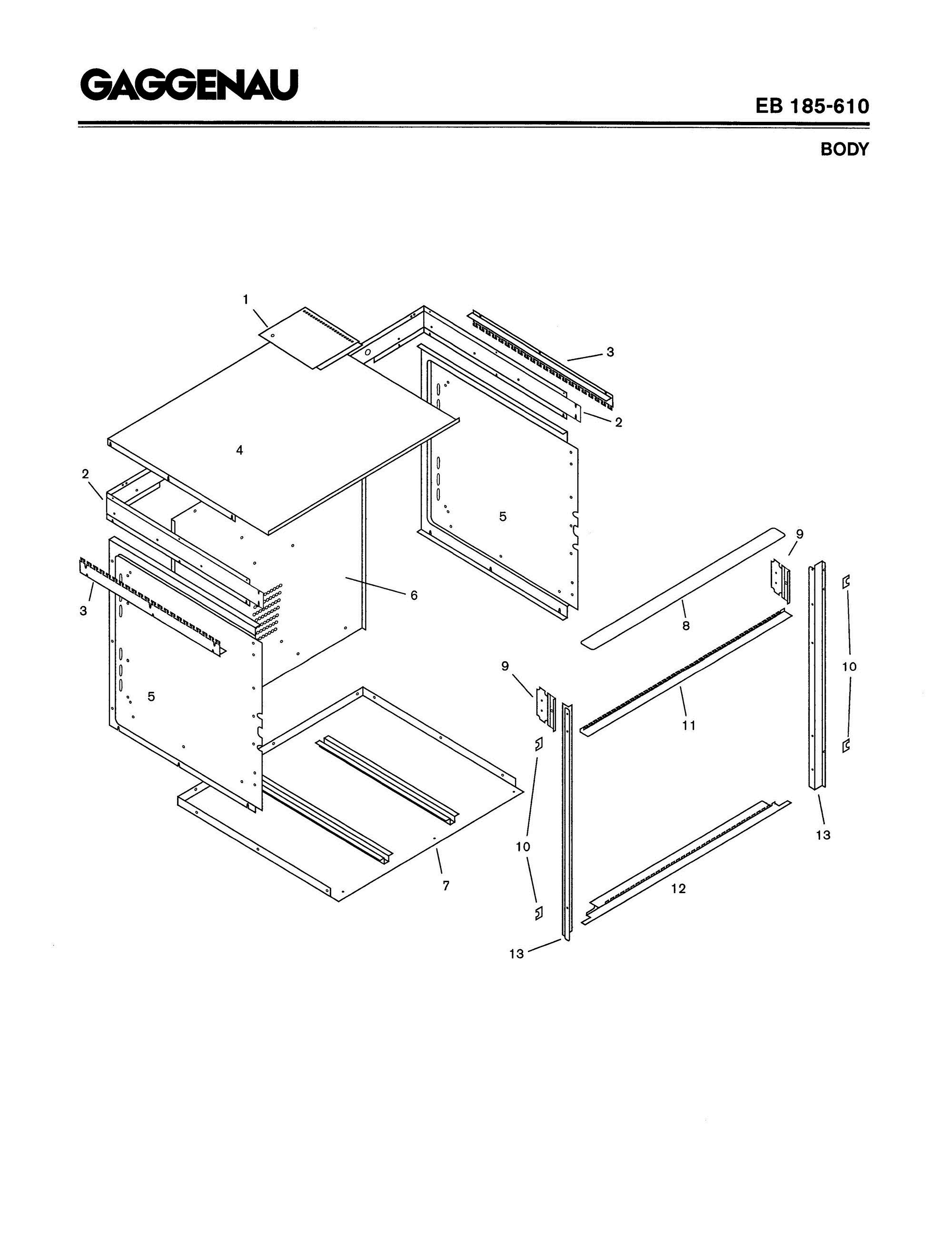 01 - BODY Diagram and Parts List for EB185-610  Bosch Range
