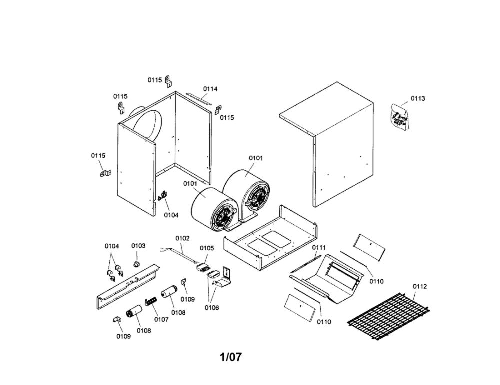 Vent System Diagram and Parts List for VTR1030D-01  Thermador Bath & Ventilation Fan