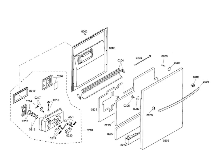 Dispenser/door Diagram and Parts List for SHX45P05UC 60 Bosch Dishwasher