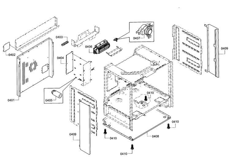 Frame Diagram and Parts List for HEIP054U 02 Bosch Range